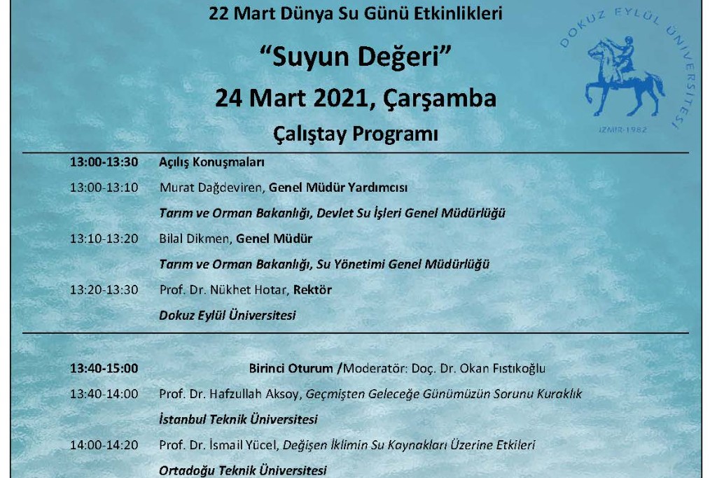 Suyun Değeri Çalıştayı Akademik Danışmanımız Sayın Prof.Dr.Hafzullah Aksoy'un katılımıyla gerçekleştirildi.