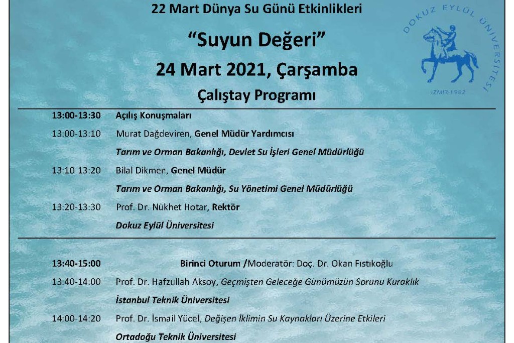 Suyun Değeri Çalıştayı Akademik Danışmanımız Sayın Prof.Dr.Hafzullah Aksoy'un katılımıyla gerçekleştirildi.